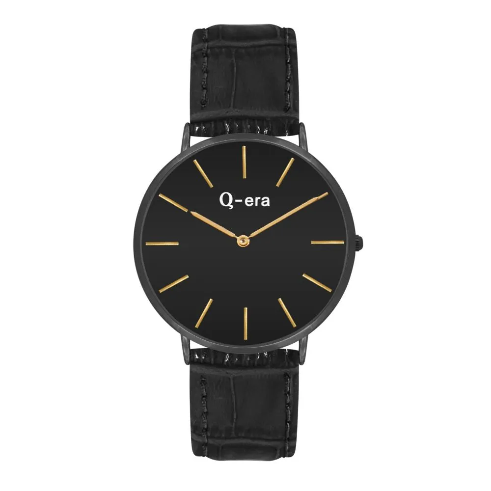 Q-era Black Leather Women's Watch - QV2804-2