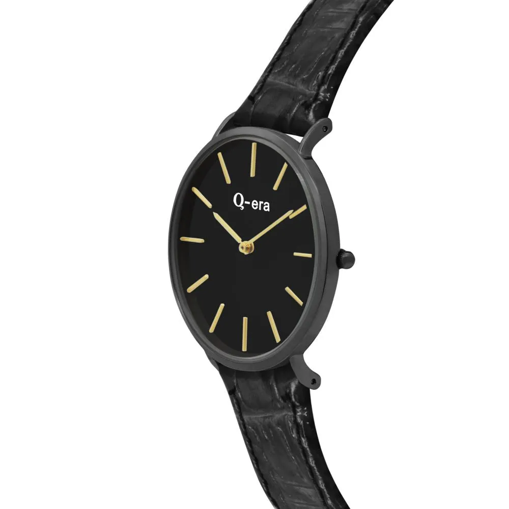 Q-era Black Leather Women's Watch - QV2804-2