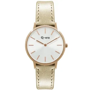 Q-era Metallic Rose Gold Leather Women's Watch - QV2801-8