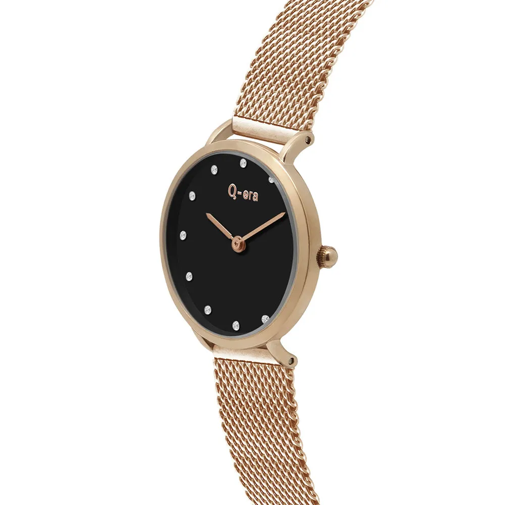 Q-Era Rose Gold Mesh Women's  Watch - QV2803-72