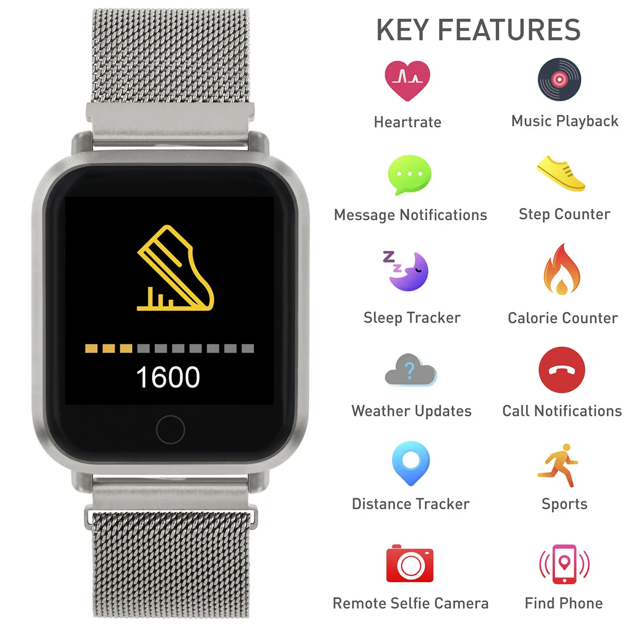 Reflex Active Series 6 Silver Mesh Smart Watch RA06-4049