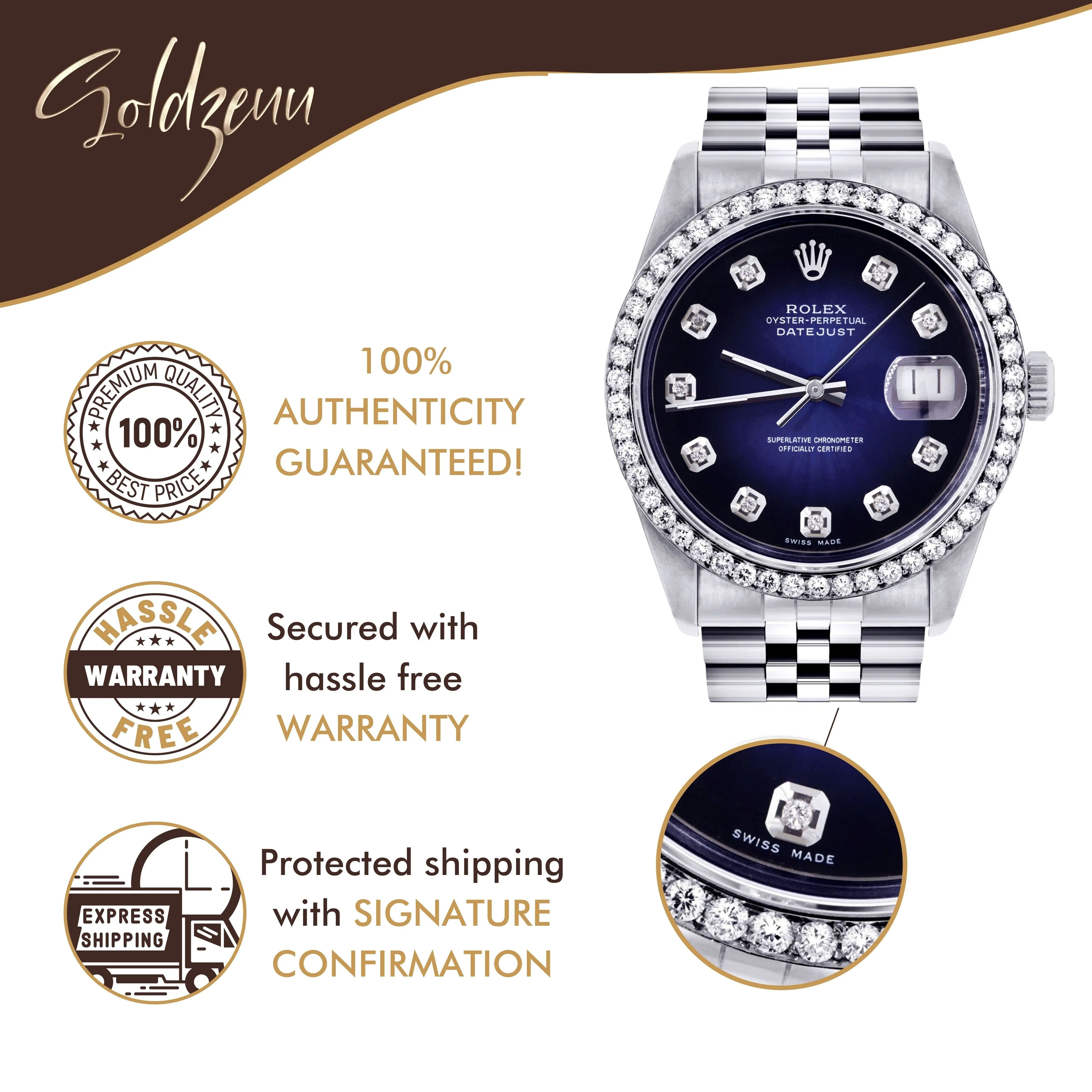 Rolex Datejust 36mm- 16200- Blue Black Dial Jubilee Band