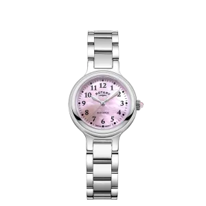 Rotary Ladies Steel 'Elegance' Pink Mother of Pearl Dial Watch