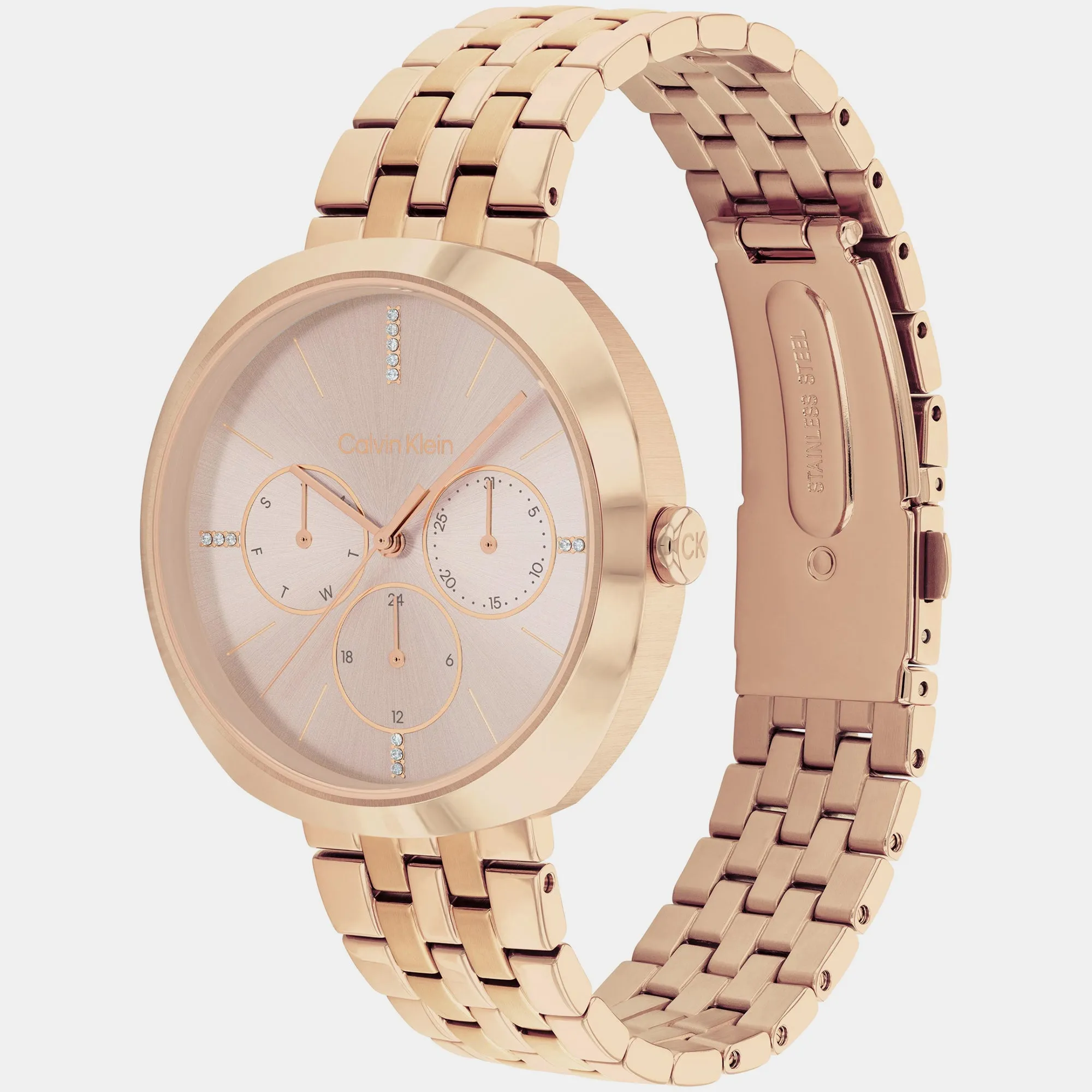 Shape Women Gold Dial Multi-Function Stainless Steel Watch 25200419