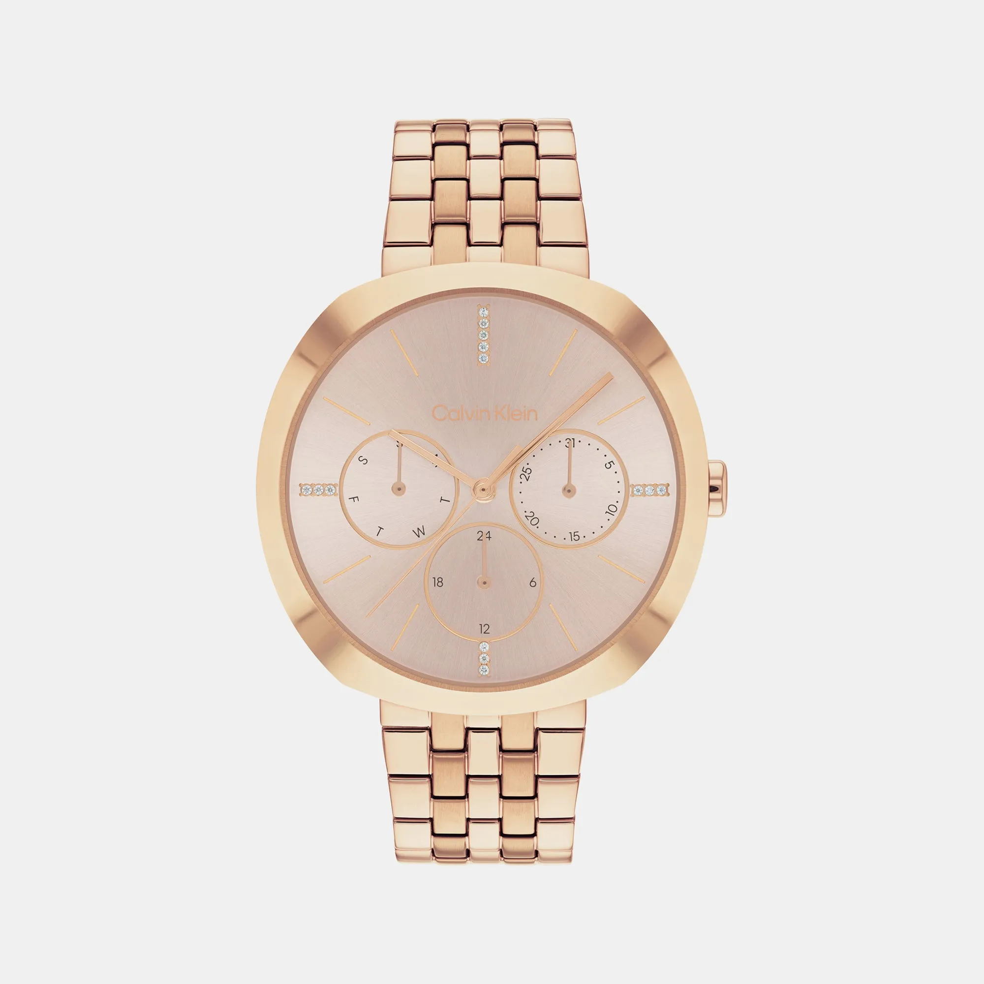 Shape Women Gold Dial Multi-Function Stainless Steel Watch 25200419