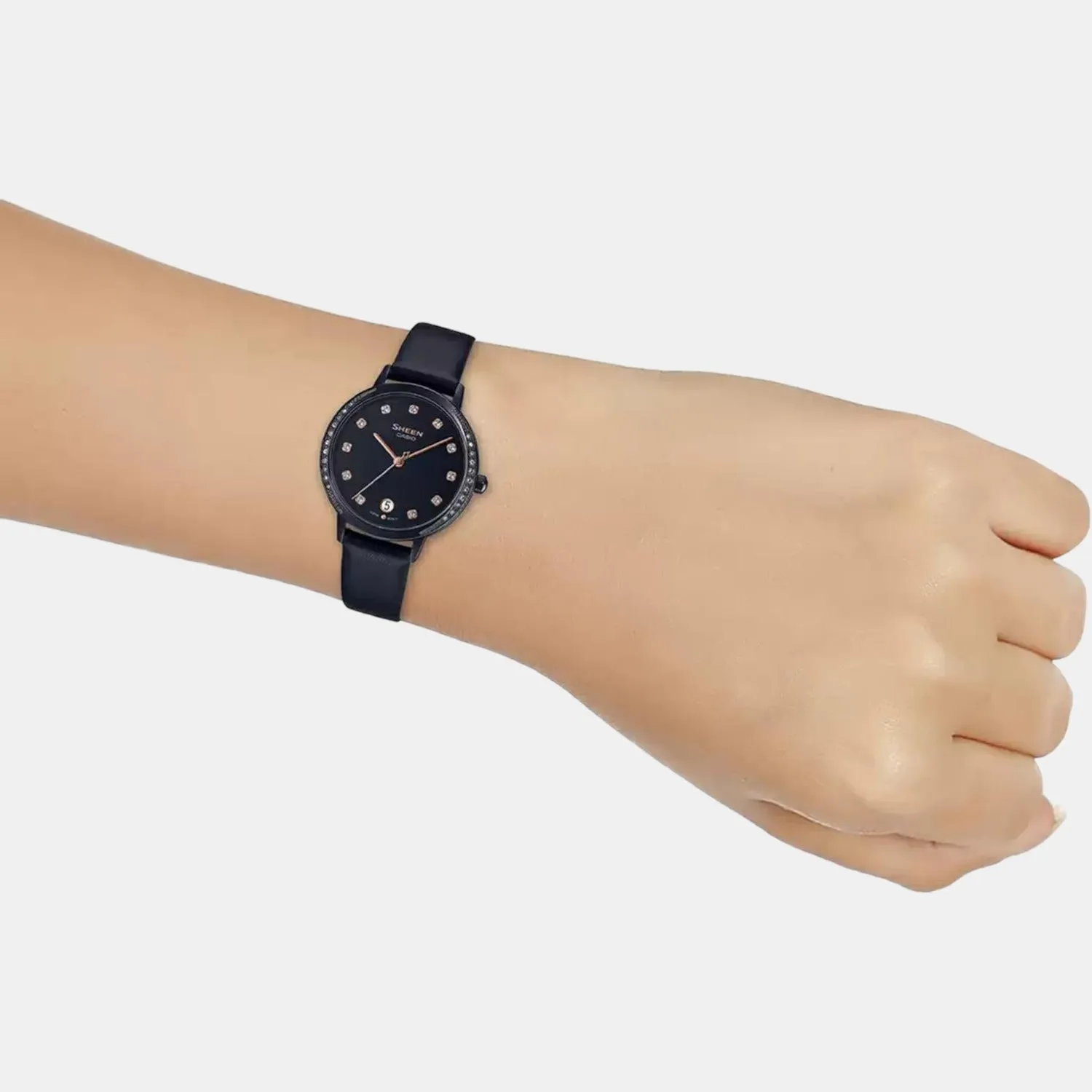 Sheen Women's Analog Leather Watch SH236 - SHE-4056BL-1AUDF