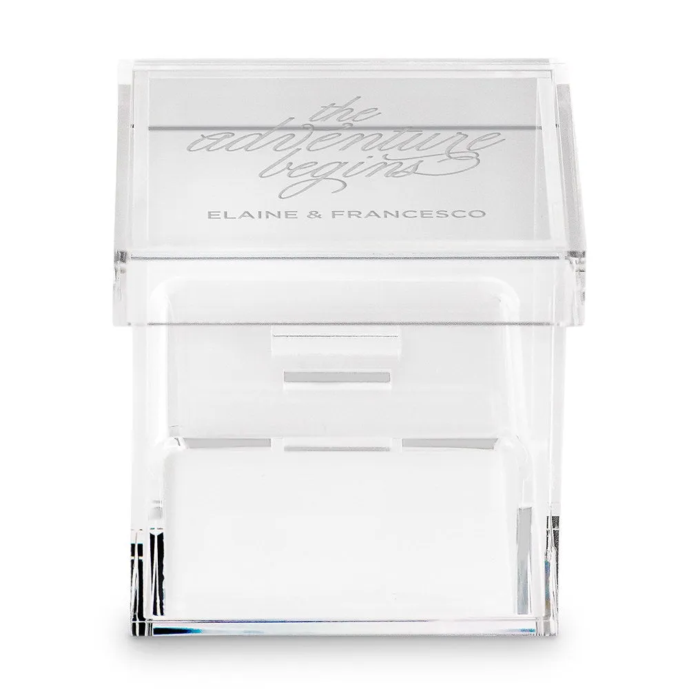 SMALL ACRYLIC WEDDING RING BOX - THE ADVENTURE BEGINS