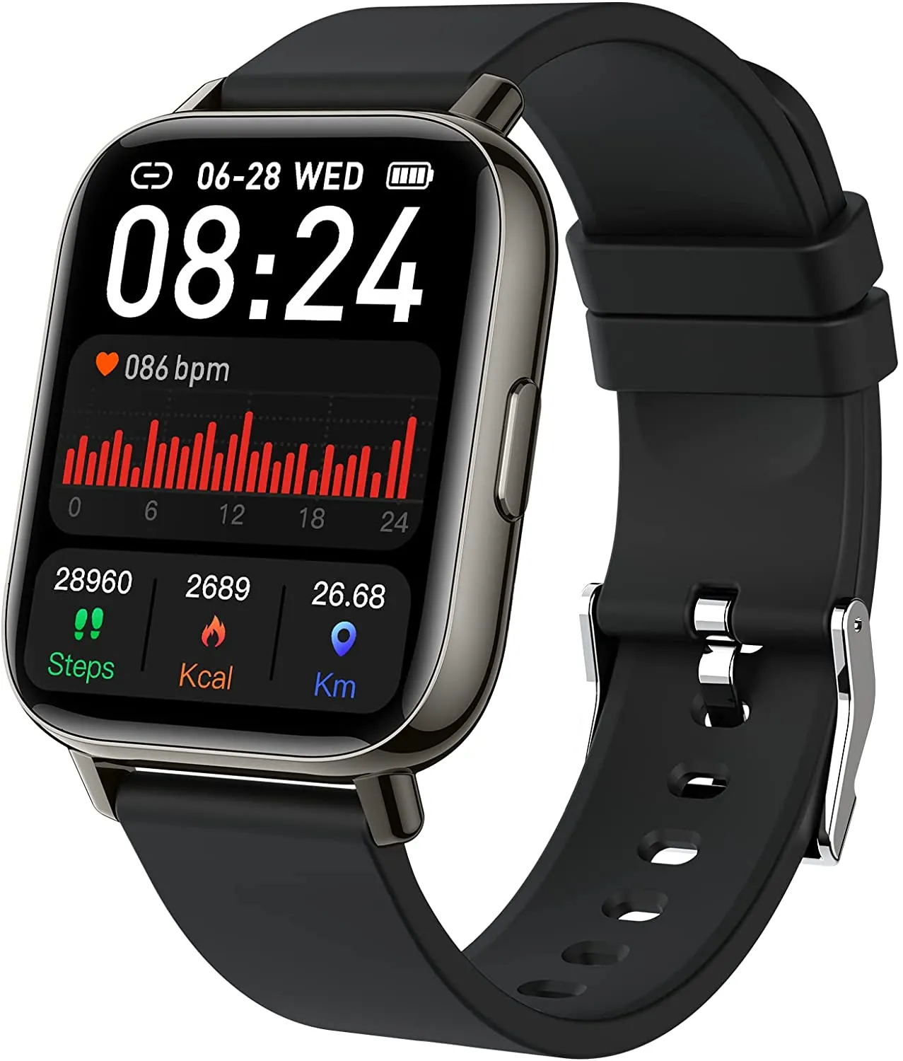 Smart Watch for Men Women 2021, 1.69'' HD Touch Screen Fitness Tracker Smartwatch for Android iOS, Fitness Watches Sleep Heart Rate Monitor, IP68 Waterproof Pedometer Activity Tracker 24 Sports Modes