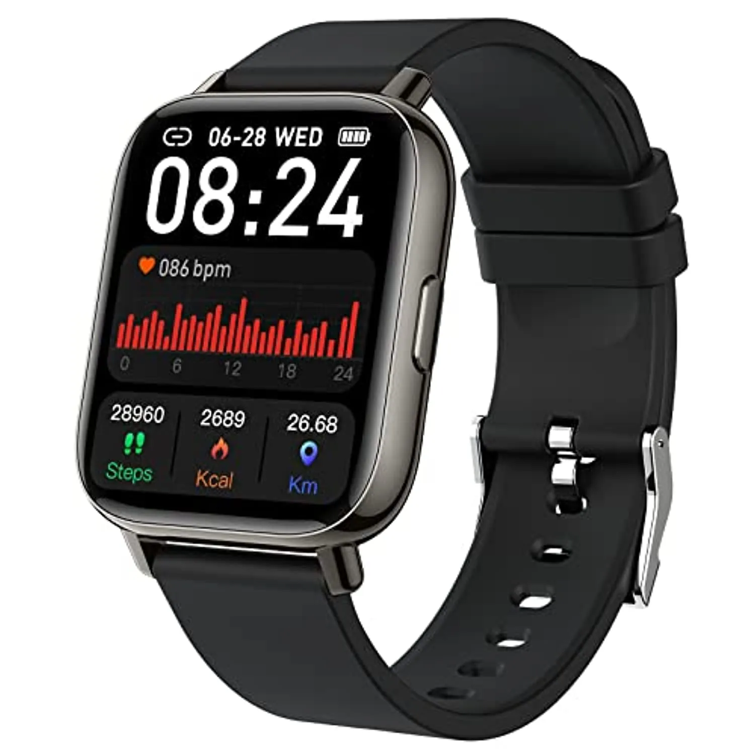 Smart Watch for Men Women 2021, 1.69'' HD Touch Screen Fitness Tracker Smartwatch for Android iOS, Fitness Watches Sleep Heart Rate Monitor, IP68 Waterproof Pedometer Activity Tracker 24 Sports Modes