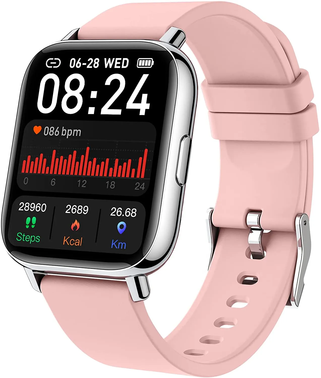Smart Watch for Men Women 2021, 1.69'' HD Touch Screen Fitness Tracker Smartwatch for Android iOS, Fitness Watches Sleep Heart Rate Monitor, IP68 Waterproof Pedometer Activity Tracker 24 Sports Modes