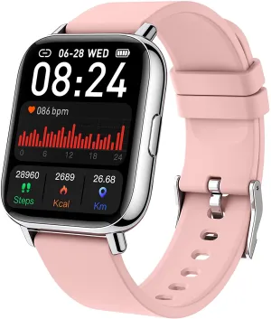 Smart Watch for Men Women 2021, 1.69'' HD Touch Screen Fitness Tracker Smartwatch for Android iOS, Fitness Watches Sleep Heart Rate Monitor, IP68 Waterproof Pedometer Activity Tracker 24 Sports Modes