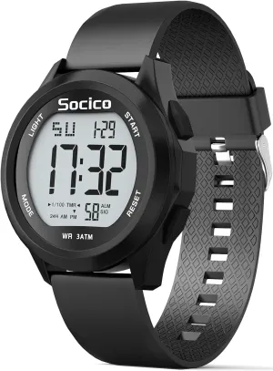 SOCICO Mens Digital Watch Sports Waterproof Outdoor Large Face Military Watches with Stopwatch Back Light Alarm Date Display