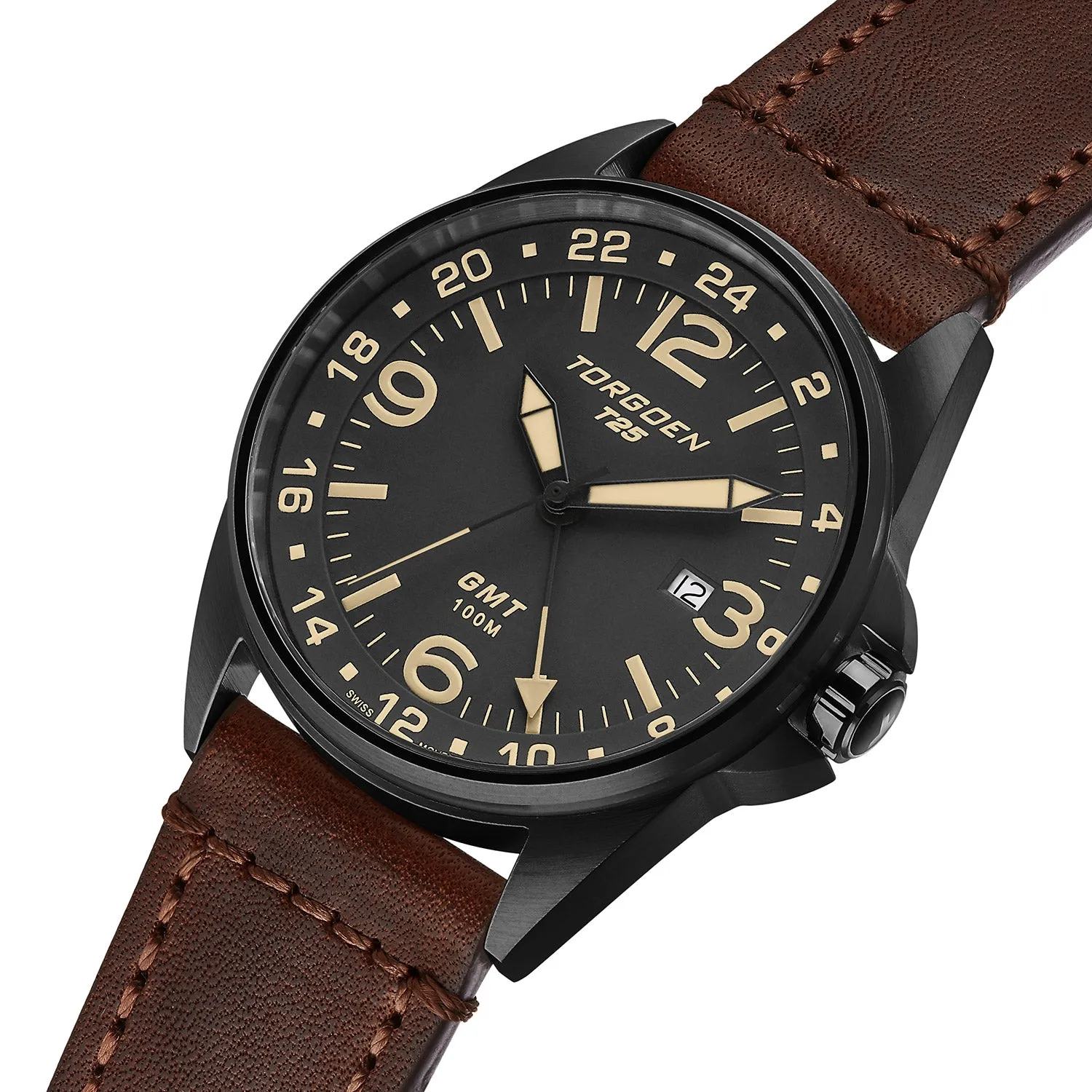 T25 Gunmetal Sapphire | 44mm, Vintage Leather Strap