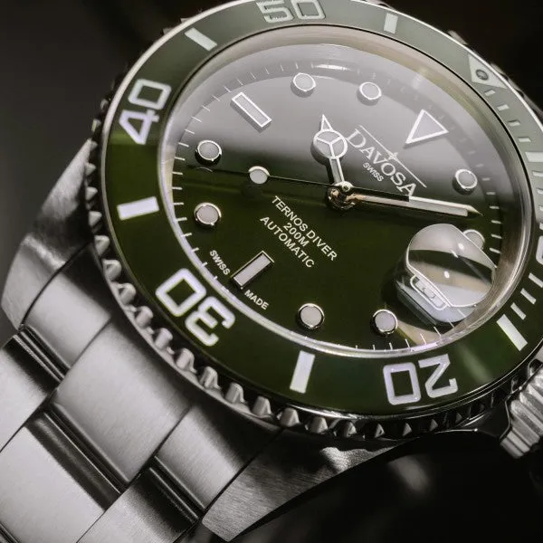 Ternos Ceramic Automatic 200m Green Diving Watch 16155507 OUTLET