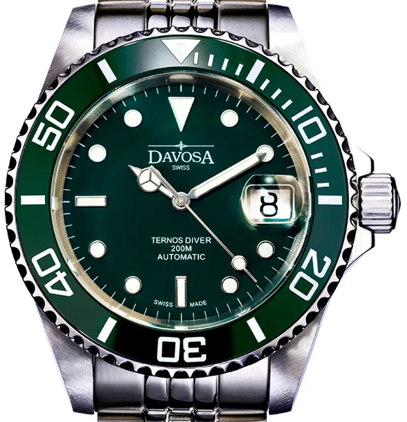 Ternos Ceramic Automatic 200m Green Diving Watch 16155507 OUTLET