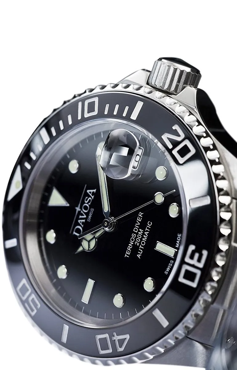 Ternos Ceramic Automatic 200m Swiss-Made Black Unisex Diver Watch 16155550