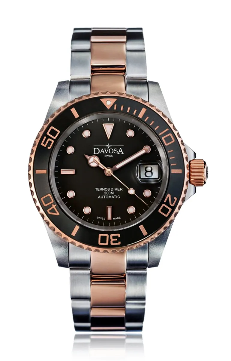 Ternos Ceramic Automatic 200m Swiss-Made Black Unisex Diver Watch 16155550