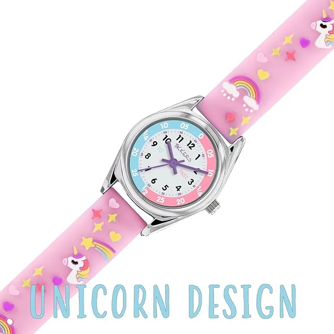Tikkers Girls Analogue Classic Quartz Watch with silicone strap TK0145