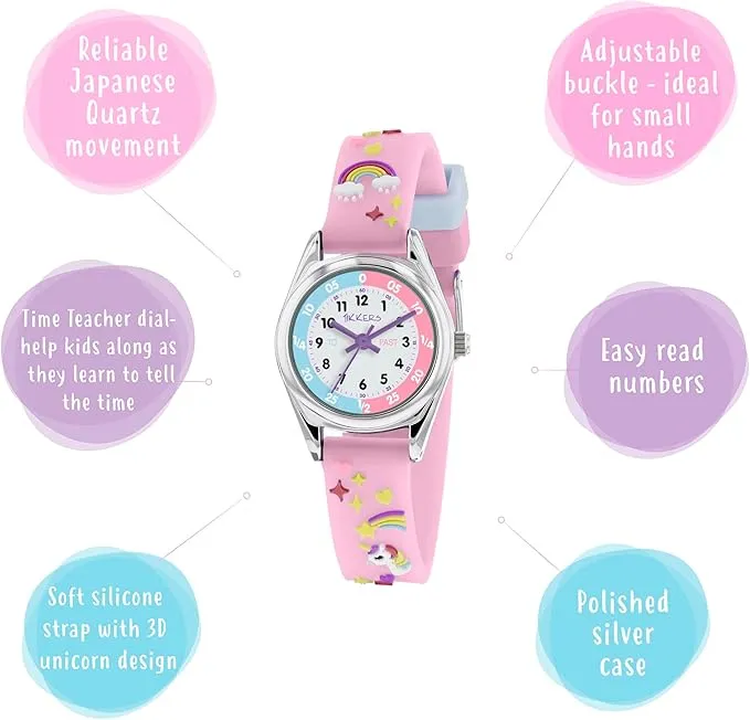 Tikkers Girls Analogue Classic Quartz Watch with silicone strap TK0145