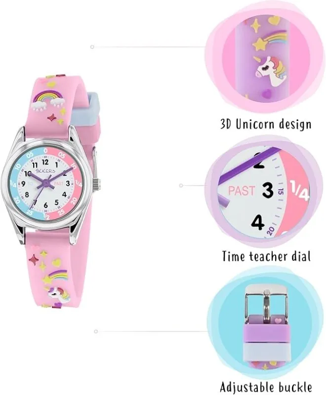 Tikkers Girls Analogue Classic Quartz Watch with silicone strap TK0145