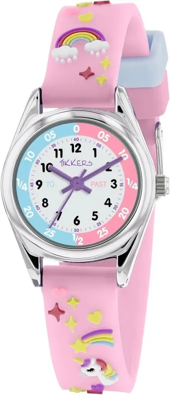 Tikkers Girls Analogue Classic Quartz Watch with silicone strap TK0145