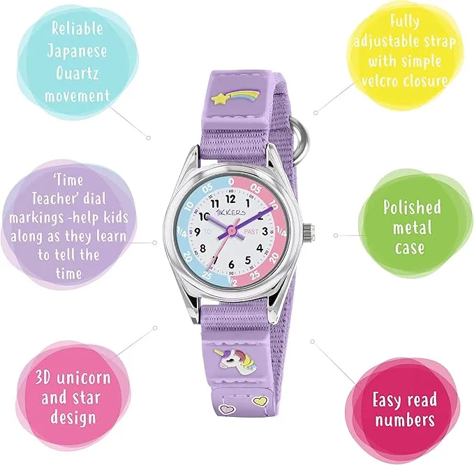 Tikkers Girls Analogue Classic Quartz Watch with Textile Strap TK0148