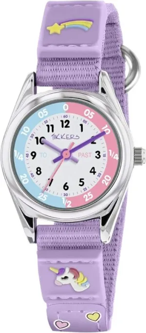 Tikkers Girls Analogue Classic Quartz Watch with Textile Strap TK0148