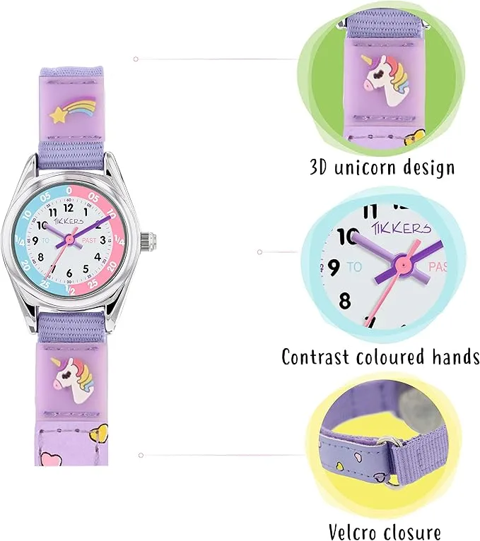 Tikkers Girls Analogue Classic Quartz Watch with Textile Strap TK0148