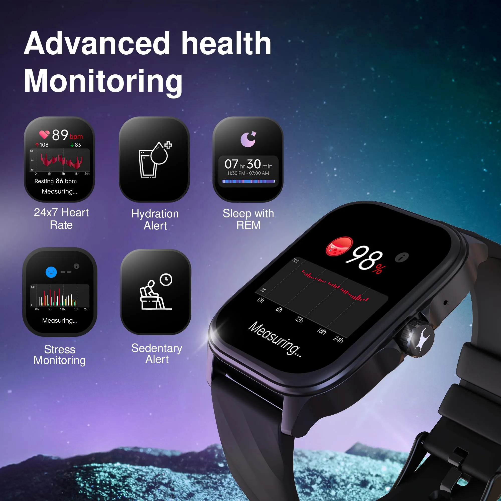 Titan Fastrack New Astor FS1 PRO Smart Watch, Large Super AMOLED Display (1.97") AOD, AI Voice Assistance, Functional Crown, SingleSync BT Calling, 100  Sports Modes & Faces, IP68 (Black)