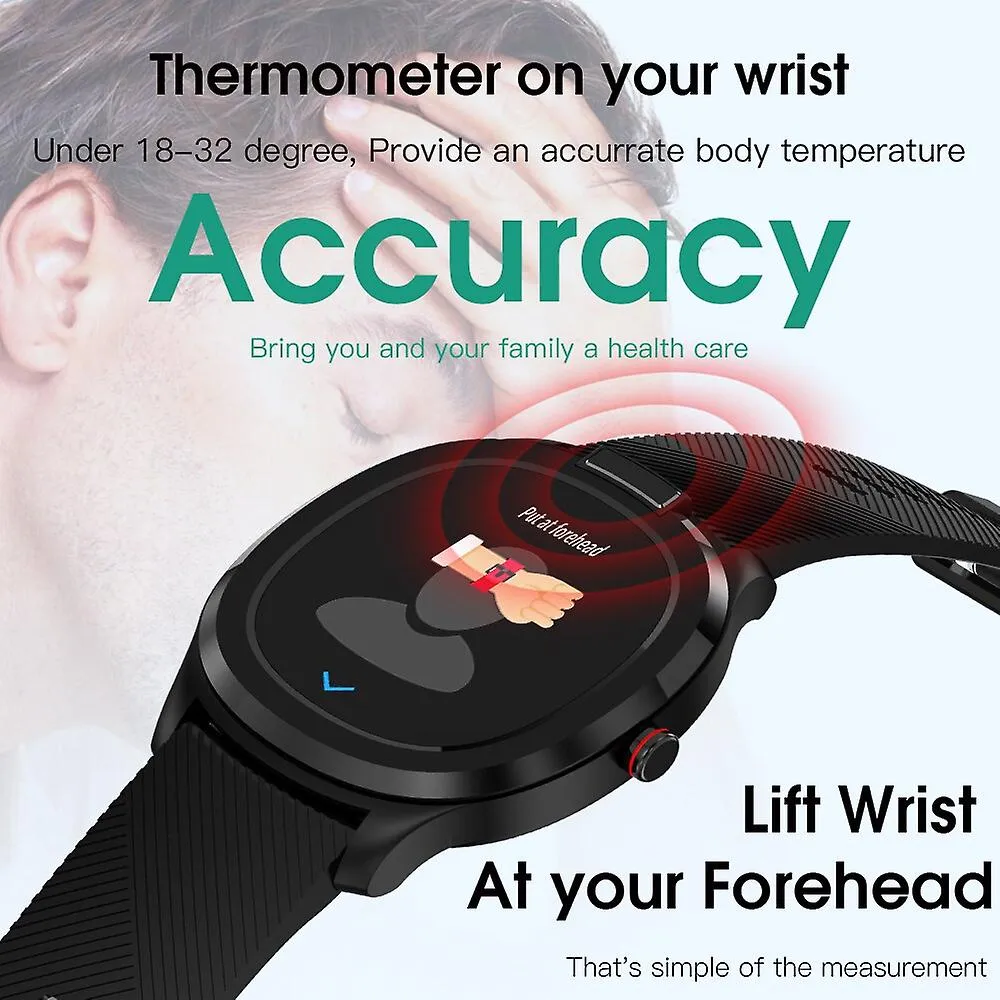 Watches thermometer smart watch waterproof heart rate ecg monitor full smart watches bk black metal