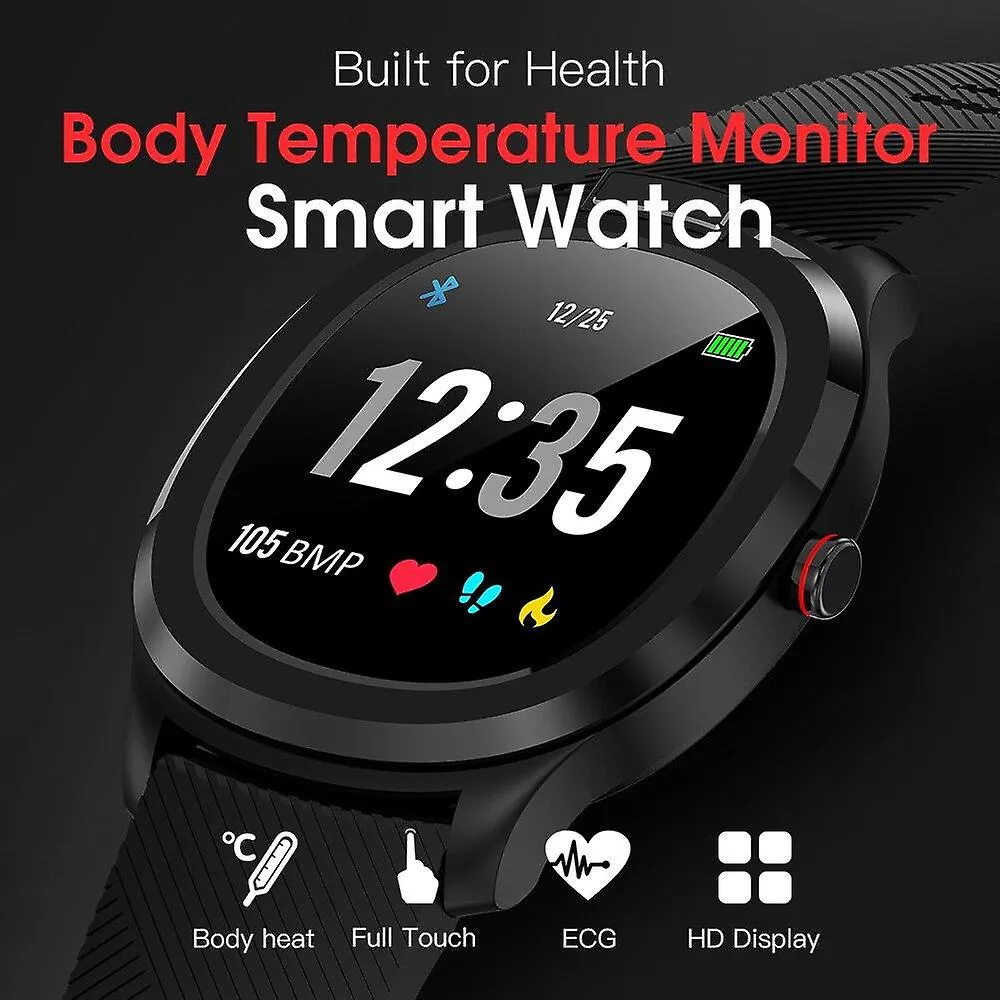 Watches thermometer smart watch waterproof heart rate ecg monitor full smart watches bk black metal