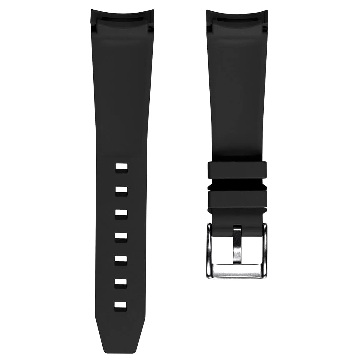 WatchGecko Curved Ends  Rubber Watch Strap - Black