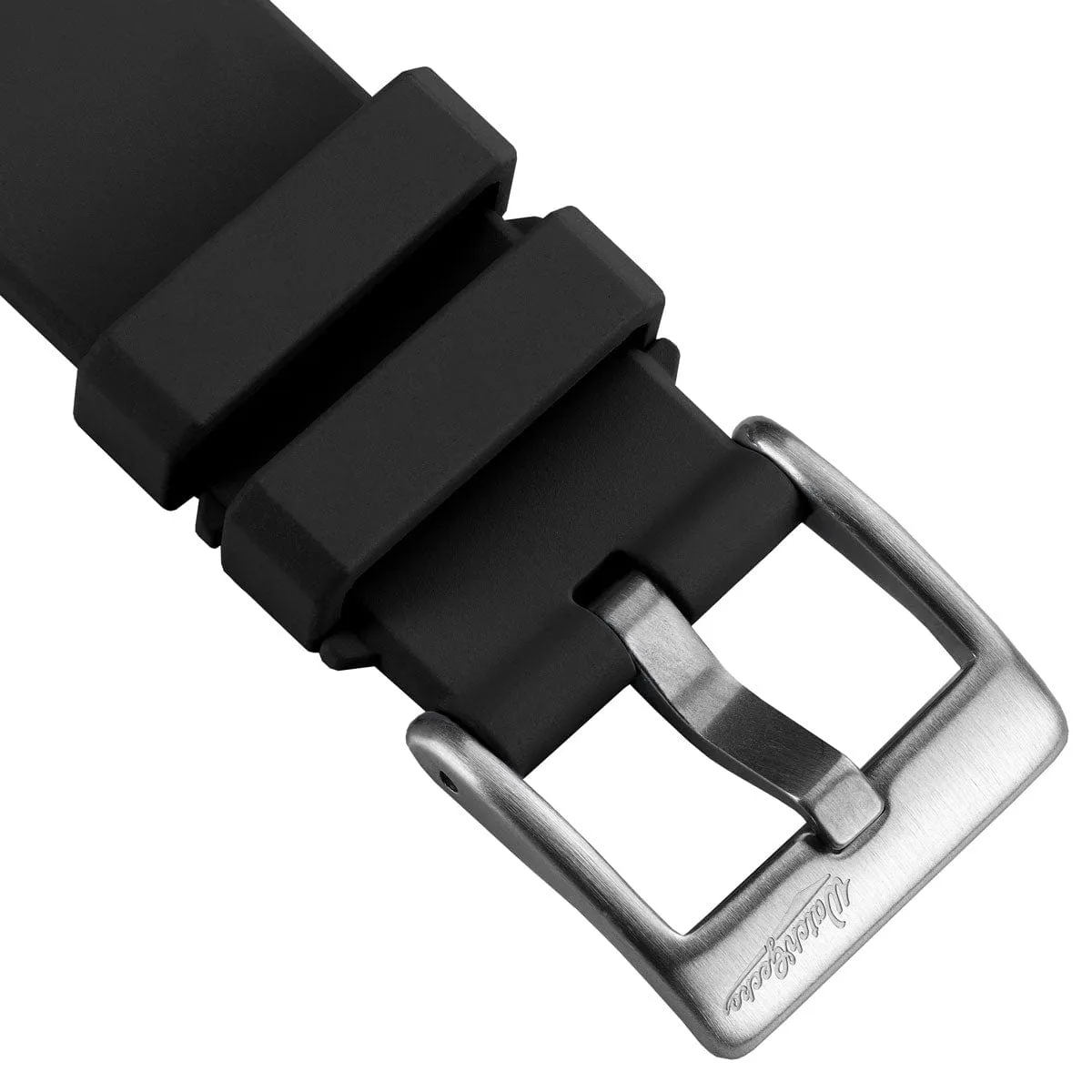 WatchGecko Curved Ends  Rubber Watch Strap - Black