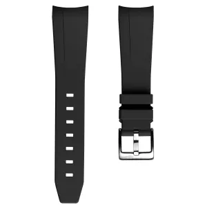 WatchGecko Curved Ends  Rubber Watch Strap - Black