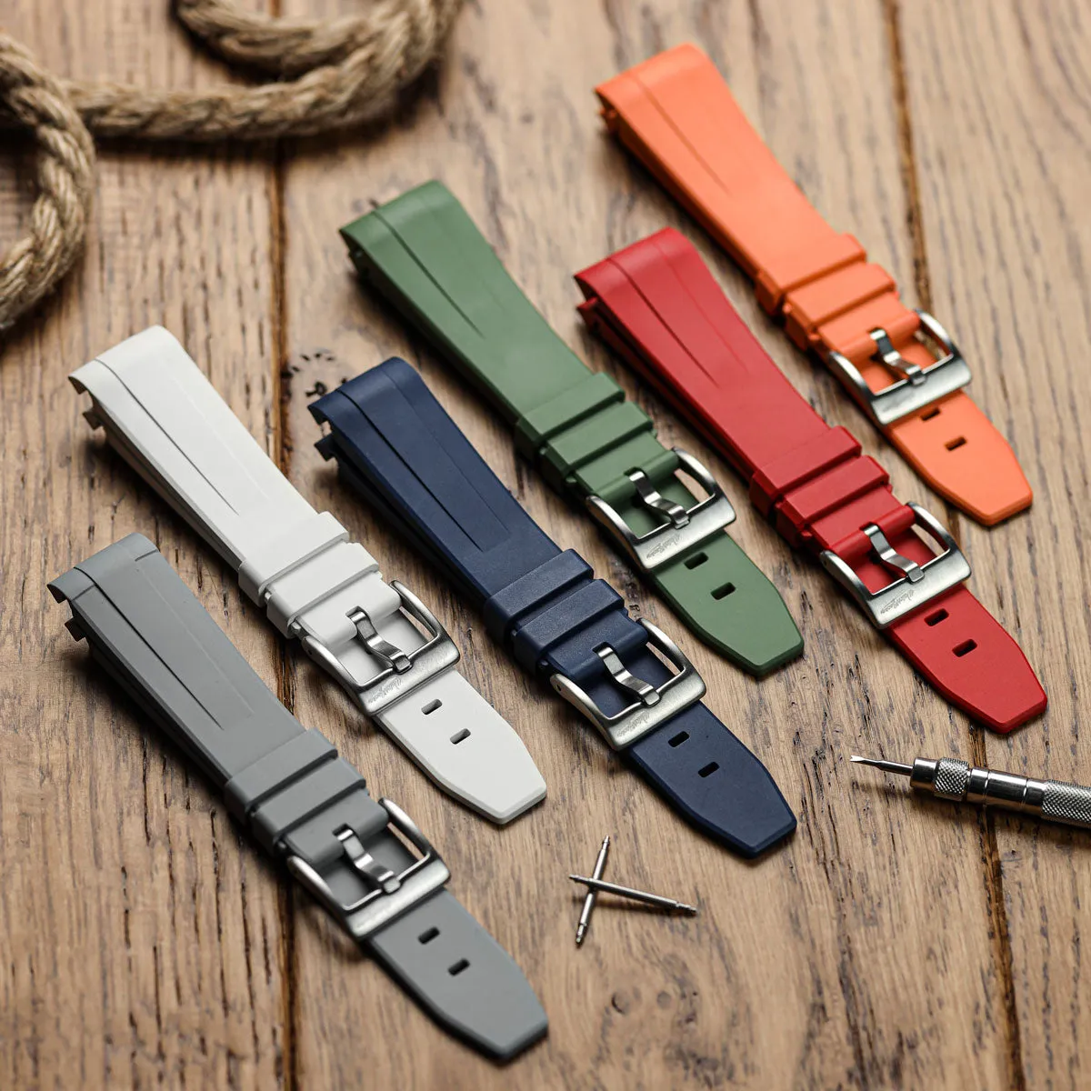 WatchGecko Curved Ends  Rubber Watch Strap - Red