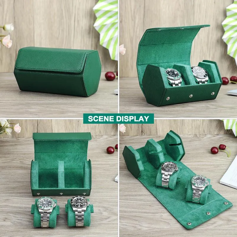 Woosir Trend Leather Hexagon Watch Roll Case for 2