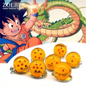 Zoeber Dragon Ball Z Keychain Cartoon DBZ Child anime 2.7CM Crystal Ball 1-7 Stars cosplay ball Keyrings car bag key holder